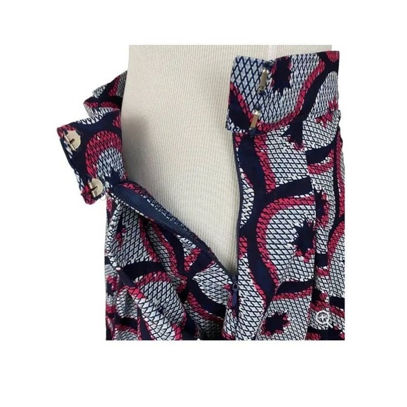 Francis + Benedict Midi Skirt White Pink Blue Bold Print Cotton Pleated X-Small - Picture 5 of 6